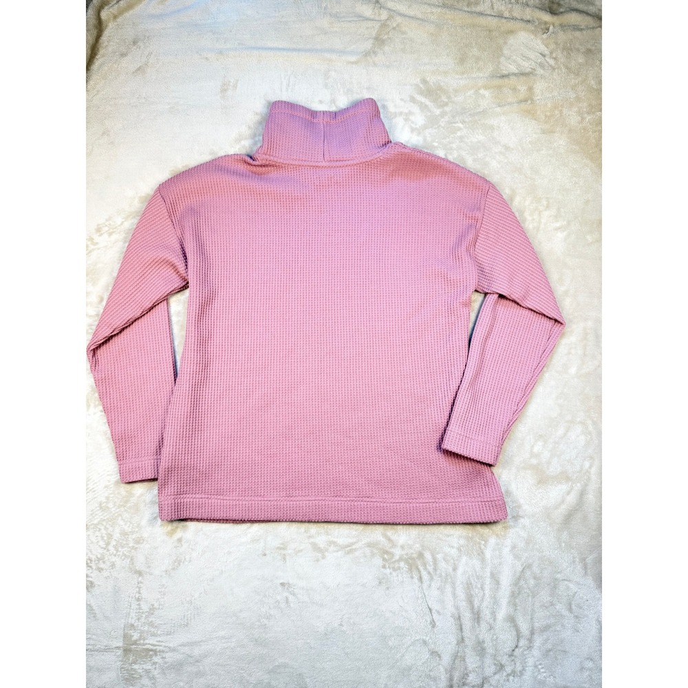 LL Bean Womens XL Pink Waffle Knit Funnel Neck Pullover Sweatshirt - Picture 2 of 6